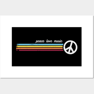 Retro Stripes Peace Love Music Posters and Art